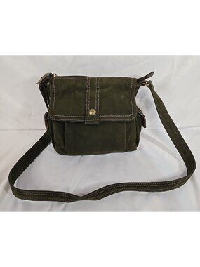 Fossil Green Handbag Purse Suede feel